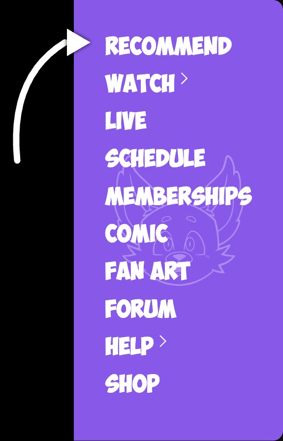 The Recommend tab in the site menu